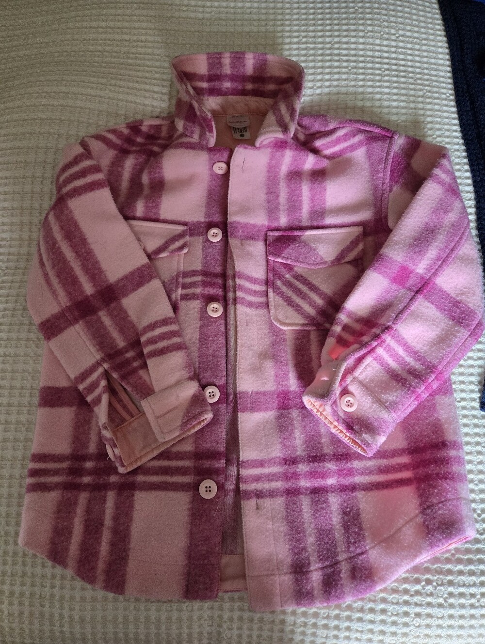 Hanna Andersson Pink Plaid Fleece Shacket